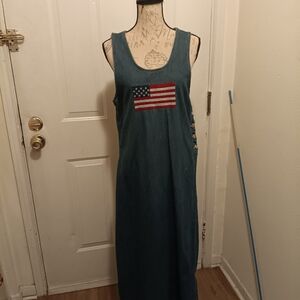 Blue Sleeveless Scoop Neck Sundress